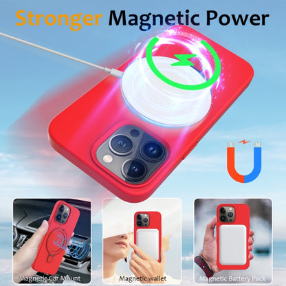 For iPhone 15 Pro Max Liquid Silicone MagSafe Magnetic Phone Case with Ring Holder(Red) - iPhone 15 Pro Max Cases by buy2fix | Online Shopping UK | buy2fix