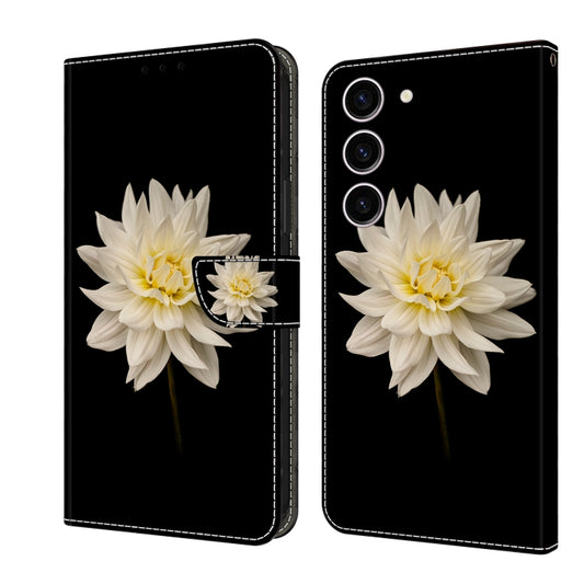 For Samsung Galaxy S24+ 5G Crystal 3D Shockproof Protective Leather Phone Case(White Flower) - Galaxy S24+ 5G Cases by buy2fix | Online Shopping UK | buy2fix