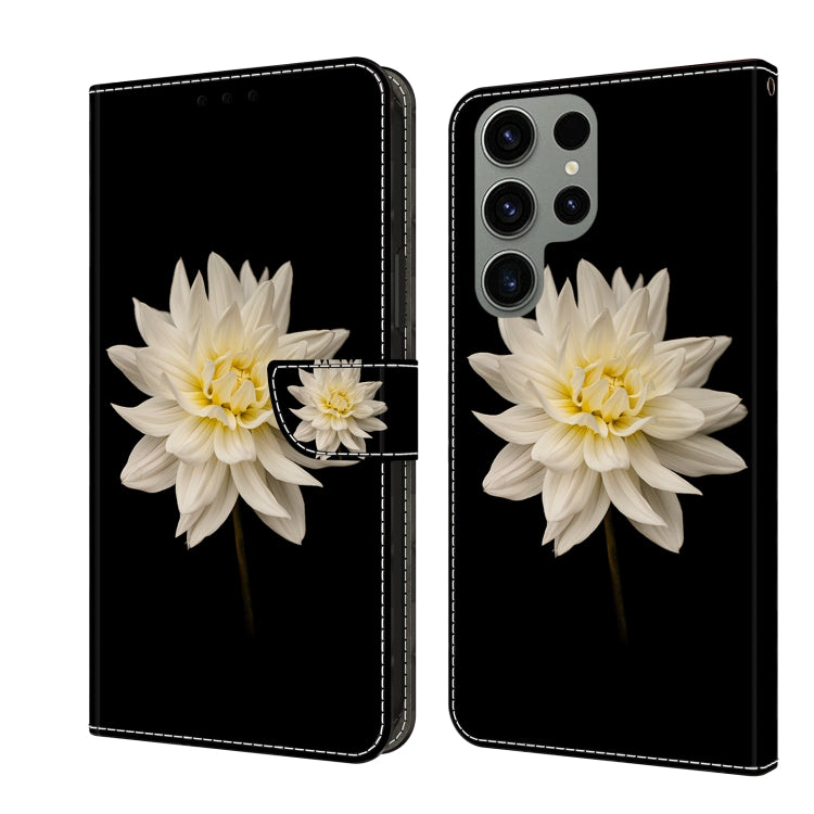 For Samsung Galaxy S24 Ultra 5G Crystal 3D Shockproof Protective Leather Phone Case(White Flower) - Galaxy S24 Ultra 5G Cases by buy2fix | Online Shopping UK | buy2fix