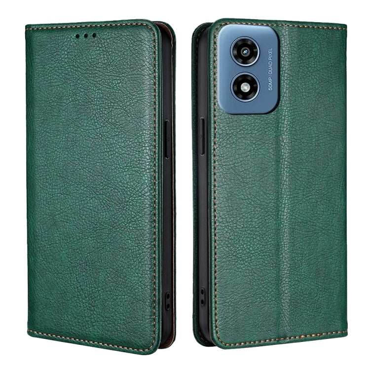 For Motorola Moto G Play 4G 2024 Gloss Oil Solid Color Magnetic Leather Phone Case(Green) - Motorola Cases by buy2fix | Online Shopping UK | buy2fix