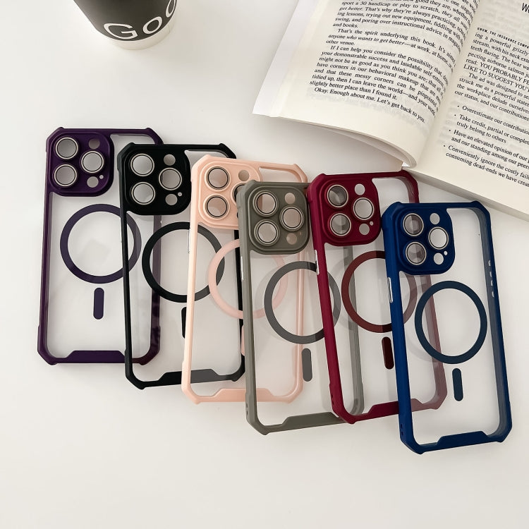 For iPhone 14 Plus Colorful Two-Color Lens Film MagSafe Magnetic Horn Acrylic+TPU Case(Grey) - iPhone 14 Plus Cases by buy2fix | Online Shopping UK | buy2fix