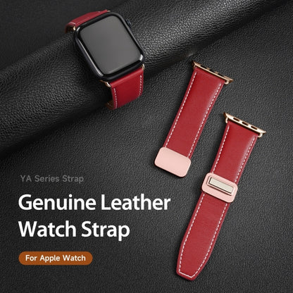 For Apple Watch Series 9 45mm DUX DUCIS YA Series Magnetic Buckle Genuine Leather Watch Band(Red) - Watch Bands by DUX DUCIS | Online Shopping UK | buy2fix