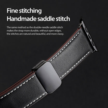 For Apple Watch Series 5 44mm DUX DUCIS YA Series Magnetic Buckle Genuine Leather Watch Band(Black) - Watch Bands by DUX DUCIS | Online Shopping UK | buy2fix