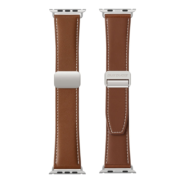 For Apple Watch Series 4 44mm DUX DUCIS YA Series Magnetic Buckle Genuine Leather Watch Band(Brown) - Watch Bands by DUX DUCIS | Online Shopping UK | buy2fix