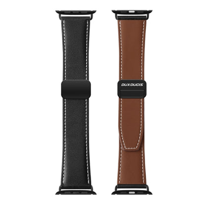 For Apple Watch Series 3 38mm DUX DUCIS YA Series Magnetic Buckle Genuine Leather Watch Band(Black) - Watch Bands by DUX DUCIS | Online Shopping UK | buy2fix