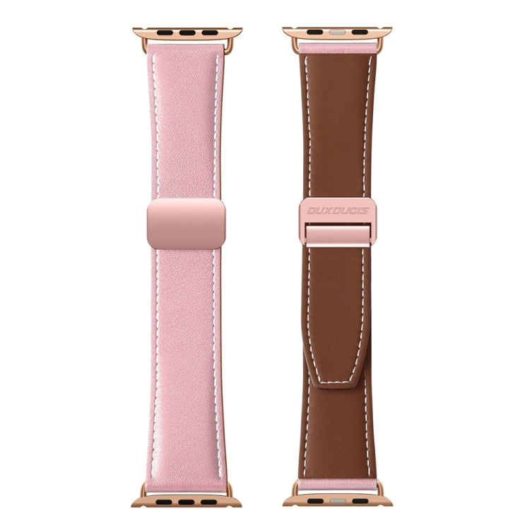 For Apple Watch Series 2 38mm DUX DUCIS YA Series Magnetic Buckle Genuine Leather Watch Band(Pink) - Watch Bands by DUX DUCIS | Online Shopping UK | buy2fix