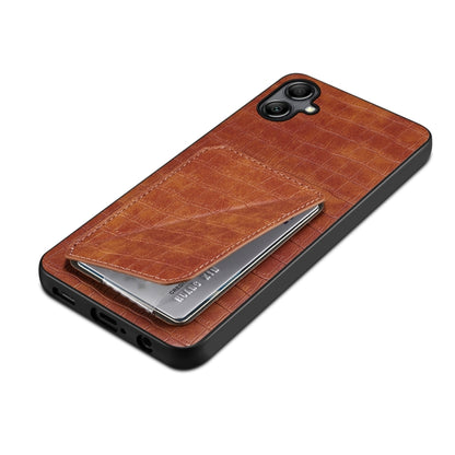 For Samsung Galaxy A20s Denior Imitation Crocodile Leather Back Phone Case with Holder(Brown) - Galaxy Phone Cases by Denior | Online Shopping UK | buy2fix