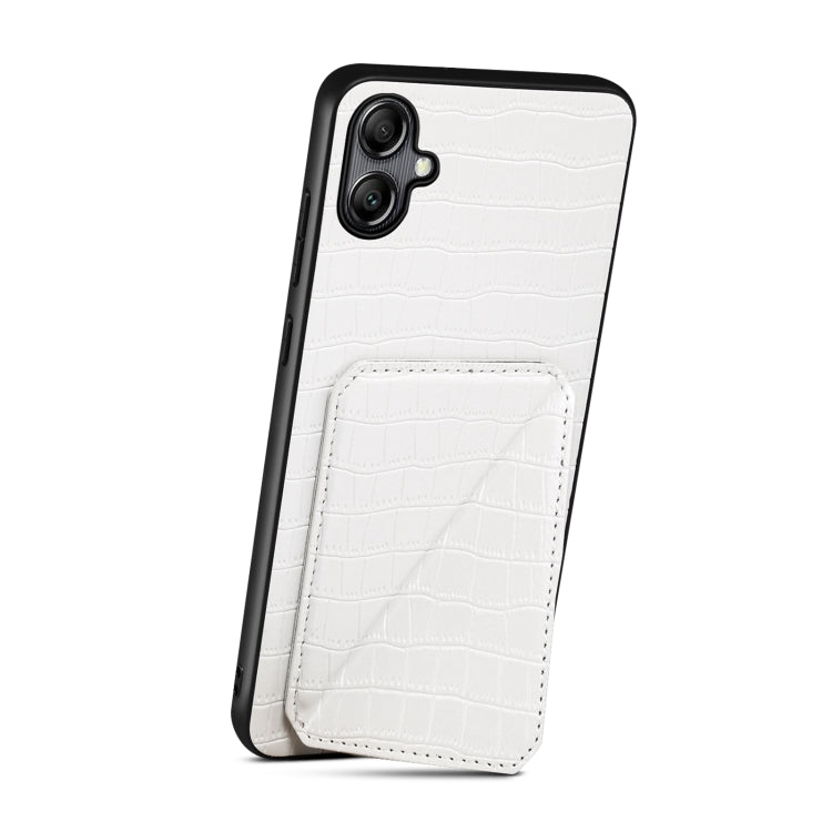 For Samsung Galaxy A22 5G Denior Imitation Crocodile Leather Back Phone Case with Holder(White) - Galaxy Phone Cases by Denior | Online Shopping UK | buy2fix
