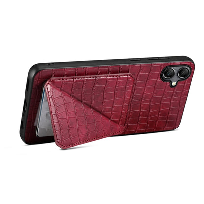 For Samsung Galaxy A23 4G /5G Denior Imitation Crocodile Leather Back Phone Case with Holder(Rose Red) - Galaxy Phone Cases by Denior | Online Shopping UK | buy2fix