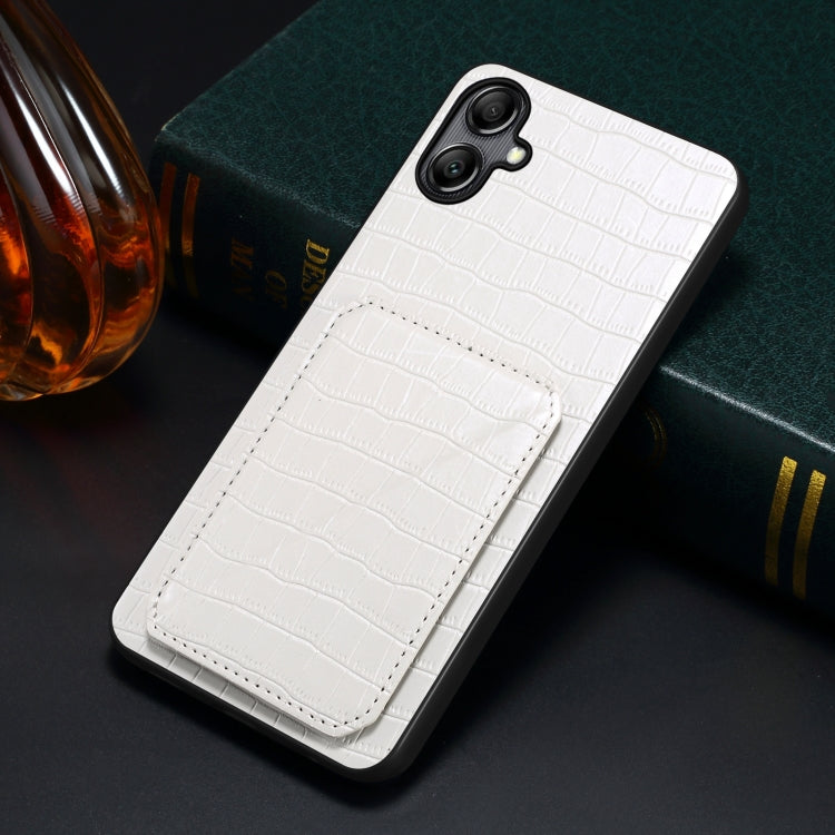 For Samsung Galaxy A23 4G /5G Denior Imitation Crocodile Leather Back Phone Case with Holder(White) - Galaxy Phone Cases by Denior | Online Shopping UK | buy2fix