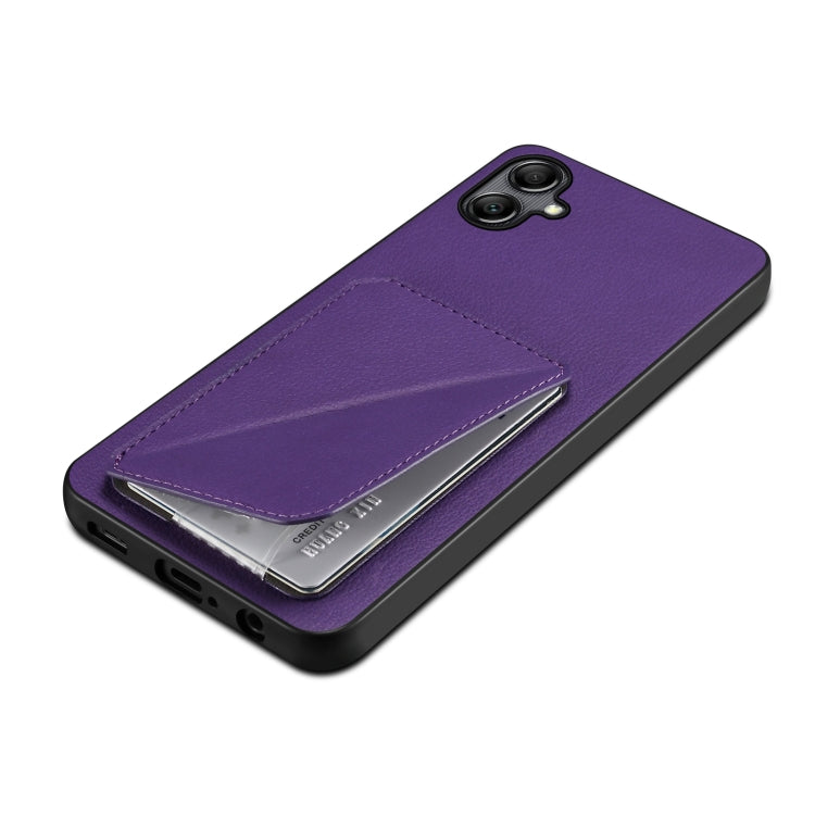 For Samsung Galaxy A14 5G / 4G Denior Imitation Calf Leather Back Phone Case with Holder(Purple) - Galaxy Phone Cases by Denior | Online Shopping UK | buy2fix