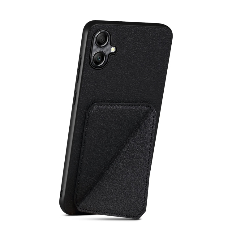 For Samsung Galaxy A22 5G Denior Imitation Calf Leather Back Phone Case with Holder(Black) - Galaxy Phone Cases by Denior | Online Shopping UK | buy2fix