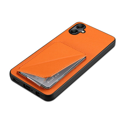 For Samsung Galaxy A34 5G Denior Imitation Calf Leather Back Phone Case with Holder(Orange) - Galaxy Phone Cases by Denior | Online Shopping UK | buy2fix