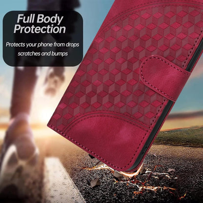 For Samsung Galaxy S22 5G YX0060 Elephant Head Embossed Phone Leather Case with Lanyard(Rose Red) - Galaxy S22 5G Cases by buy2fix | Online Shopping UK | buy2fix