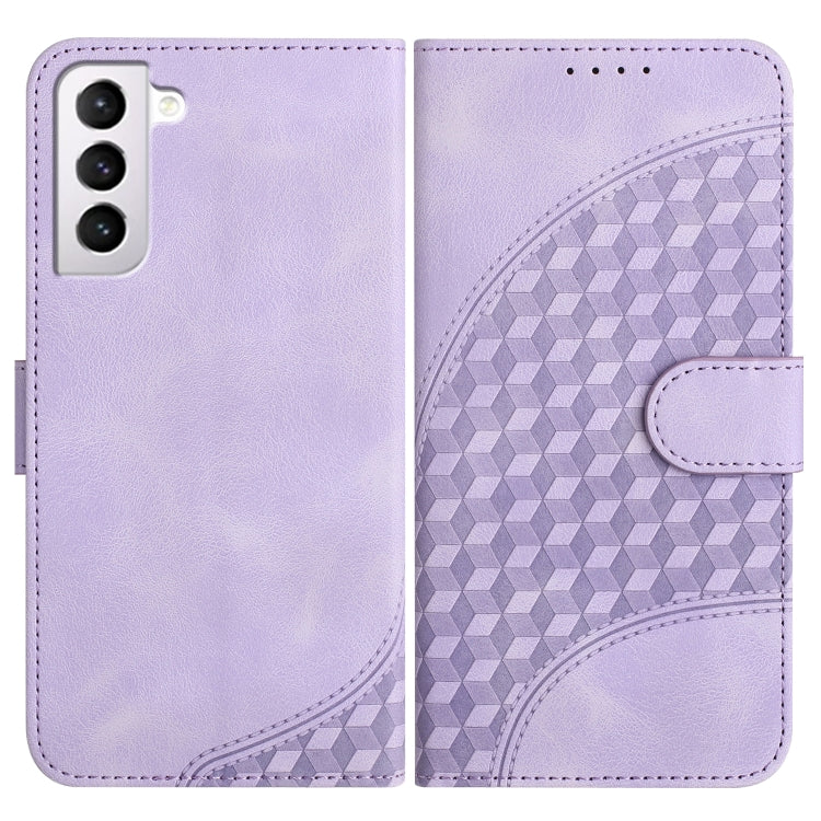 For Samsung Galaxy S21 5G YX0060 Elephant Head Embossed Phone Leather Case with Lanyard(Light Purple) - Galaxy S21 5G Cases by buy2fix | Online Shopping UK | buy2fix