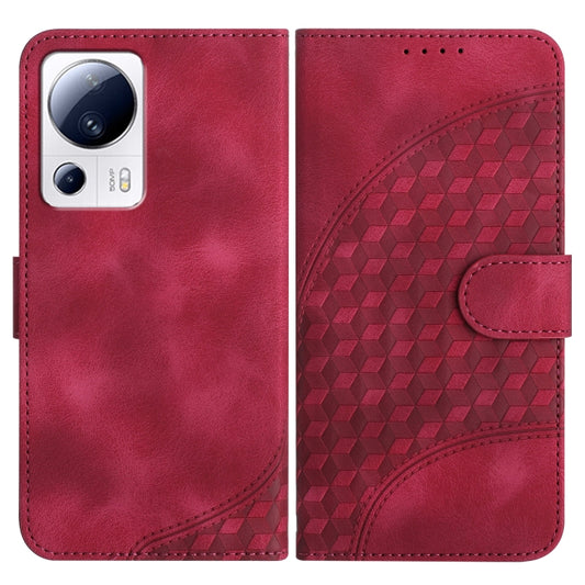 For Xiaomi Civi 2/13 Lite YX0060 Elephant Head Embossed Phone Leather Case with Lanyard(Rose Red) - 13 Lite Cases by buy2fix | Online Shopping UK | buy2fix