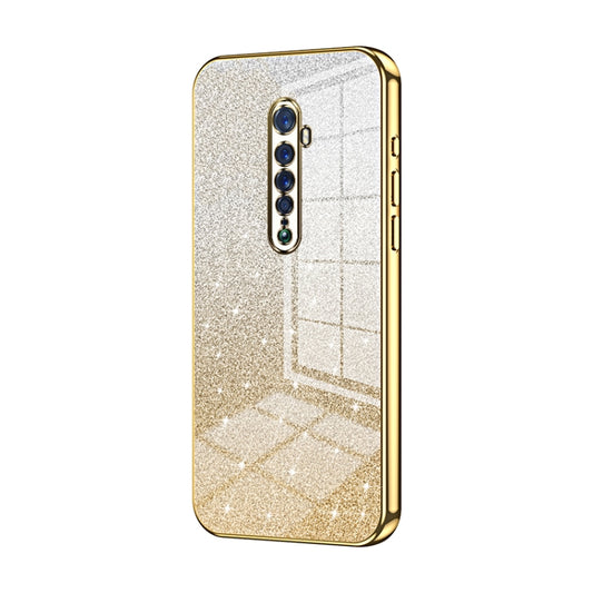 For OPPO Reno2 Gradient Glitter Powder Electroplated Phone Case(Gold) - OPPO Cases by buy2fix | Online Shopping UK | buy2fix