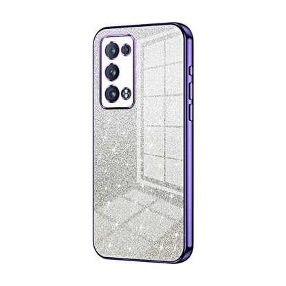 For OPPO Reno6 Pro+ Gradient Glitter Powder Electroplated Phone Case(Purple) - OPPO Cases by buy2fix | Online Shopping UK | buy2fix