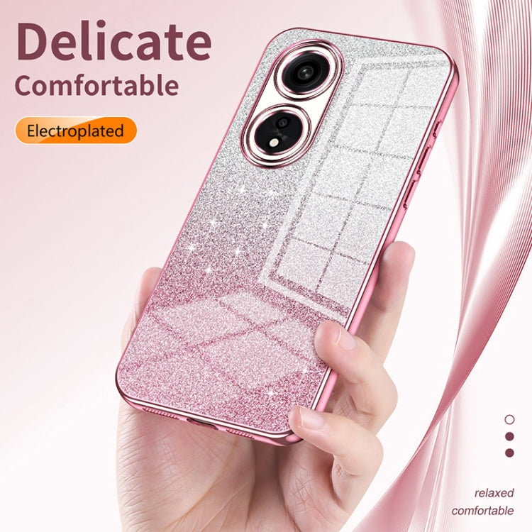For OPPO A58 5G / A58x 5G Gradient Glitter Powder Electroplated Phone Case(Transparent) - OPPO Cases by buy2fix | Online Shopping UK | buy2fix