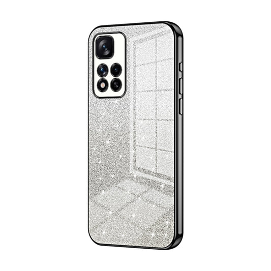 For Xiaomi Redmi Note 11 Pro+ 5G Gradient Glitter Powder Electroplated Phone Case(Black) - Xiaomi Cases by buy2fix | Online Shopping UK | buy2fix