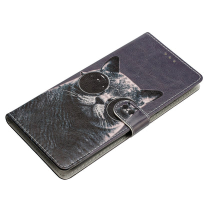 For Blackview A53 Pro Colored Drawing Leather Phone Case(Sunglasses Cat) - More Brand by buy2fix | Online Shopping UK | buy2fix