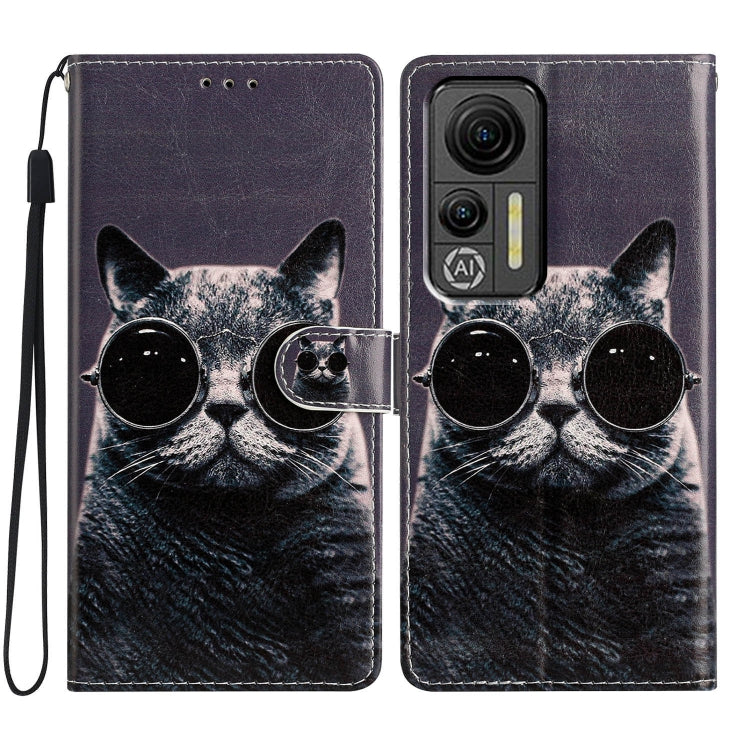 For Ulefone Note 14 Colored Drawing Leather Phone Case(Sunglasses Cat) - Ulefone Cases by buy2fix | Online Shopping UK | buy2fix