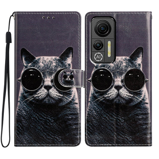 For Ulefone Note 14 Colored Drawing Leather Phone Case(Sunglasses Cat) - Ulefone Cases by buy2fix | Online Shopping UK | buy2fix