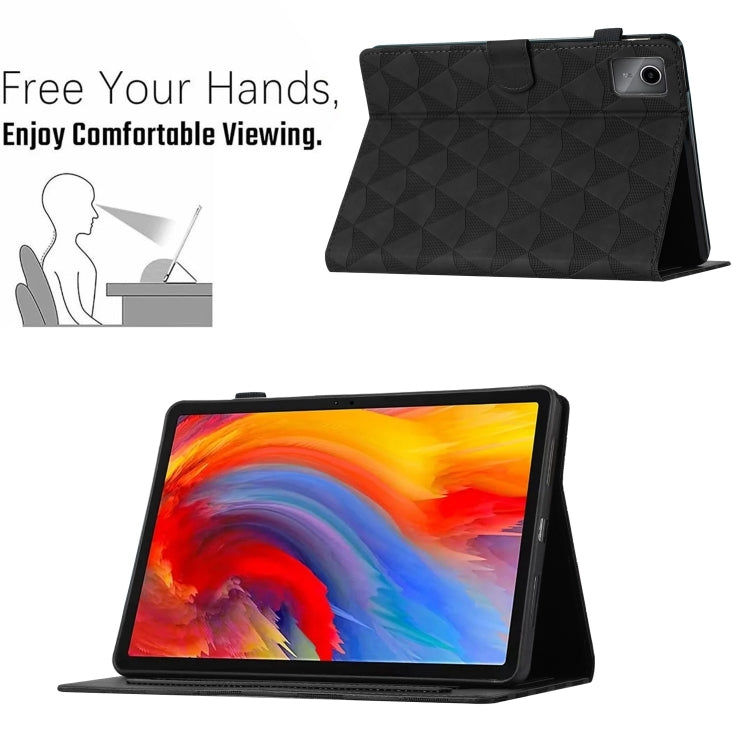 For Lenovo Tab M11/Xiaoxin Pad 11 2024 Diamond Texture Embossed Leather Smart Tablet Case(Black) - Lenovo by buy2fix | Online Shopping UK | buy2fix