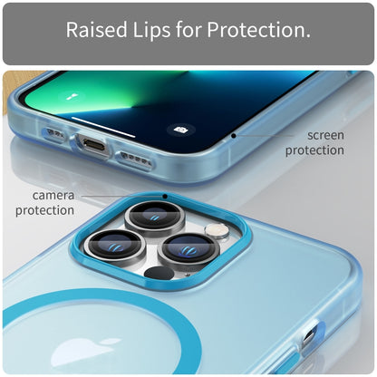 For iPhone 13 Pro MagSafe Frosted Translucent TPU + PC Full Coverage Phone Case(Blue) - iPhone 13 Pro Cases by buy2fix | Online Shopping UK | buy2fix