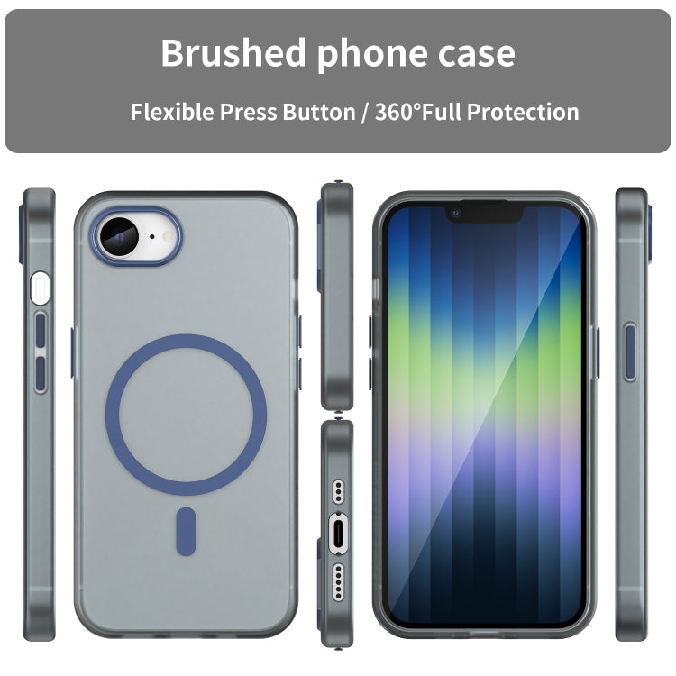 For iPhone 16e MagSafe Frosted Translucent TPU + PC Full Coverage Phone Case(Dark Blue) - iPhone 16e Cases by buy2fix | Online Shopping UK | buy2fix