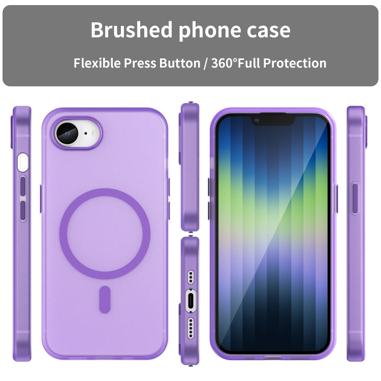 For iPhone SE 2024 MagSafe Frosted Translucent TPU + PC Full Coverage Phone Case(Dark Purple) - More iPhone Cases by buy2fix | Online Shopping UK | buy2fix