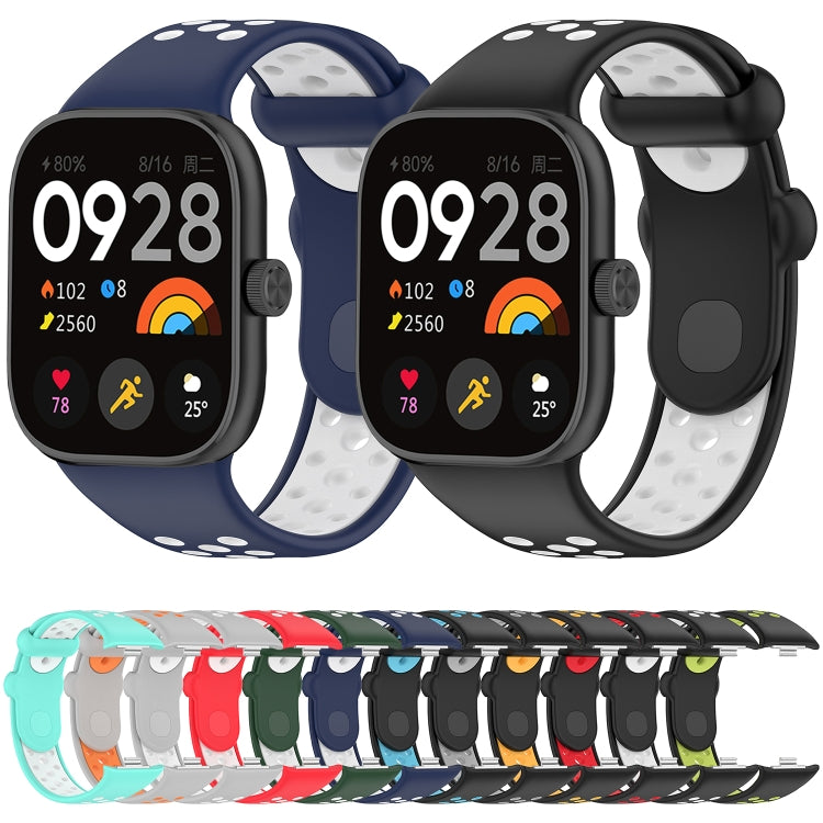 For Redmi Watch 4 Two Color Silicone Sports Watch Band(Teal White) - Watch Bands by buy2fix | Online Shopping UK | buy2fix