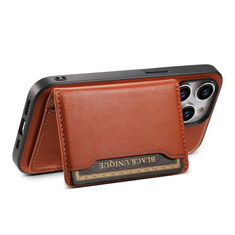 For iPhone 15 Pro Max Denior Cowhide Texture Leather MagSafe Detachable Wallet Phone Case(Brown) - iPhone 15 Pro Max Cases by Denior | Online Shopping UK | buy2fix