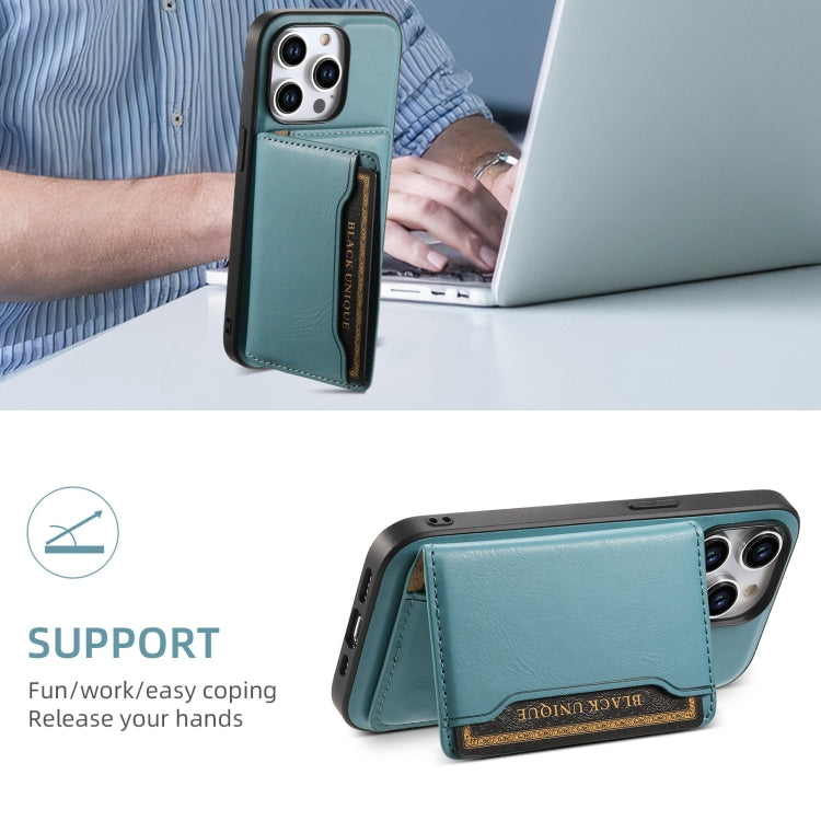 For iPhone 12 Denior Cowhide Texture Leather MagSafe Detachable Wallet Phone Case(Blue) - iPhone 12 / 12 Pro Cases by Denior | Online Shopping UK | buy2fix
