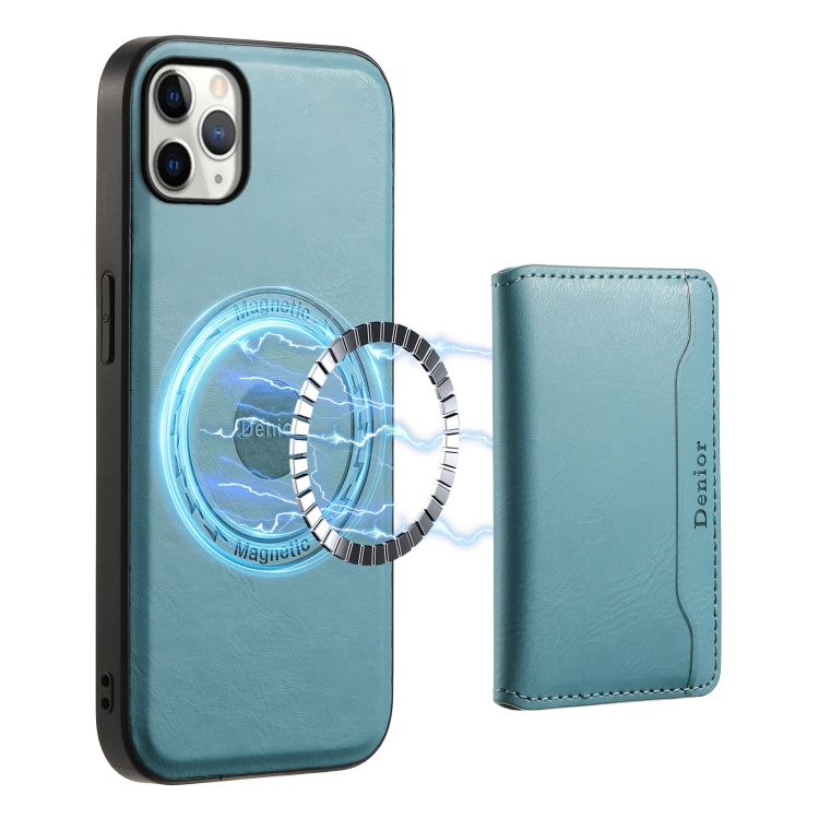 For iPhone 11 Pro Max Denior Cowhide Texture Leather MagSafe Detachable Wallet Phone Case(Blue) - iPhone 11 Pro Max Cases by Denior | Online Shopping UK | buy2fix