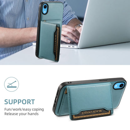 For iPhone XR Denior Cowhide Texture Leather MagSafe Detachable Wallet Phone Case(Blue) - More iPhone Cases by Denior | Online Shopping UK | buy2fix
