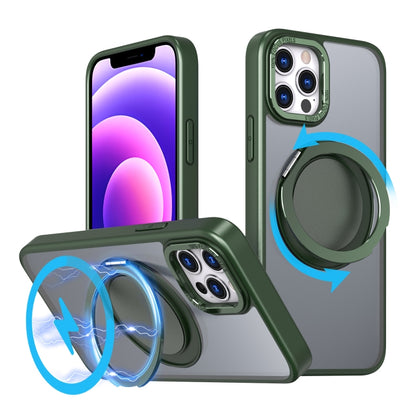 For iPhone 12 Pro 360-degree Rotating MagSafe Magnetic Holder Phone Case(Green) - iPhone 12 / 12 Pro Cases by buy2fix | Online Shopping UK | buy2fix