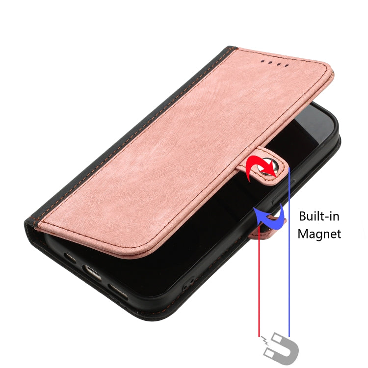 For OnePlus 12 Side Buckle Double Fold Hand Strap Leather Phone Case(Pink) - OnePlus Cases by buy2fix | Online Shopping UK | buy2fix