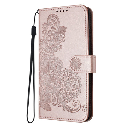 For OnePlus 12 Datura Flower Embossed Flip Leather Phone Case(Rose Gold) - OnePlus Cases by buy2fix | Online Shopping UK | buy2fix