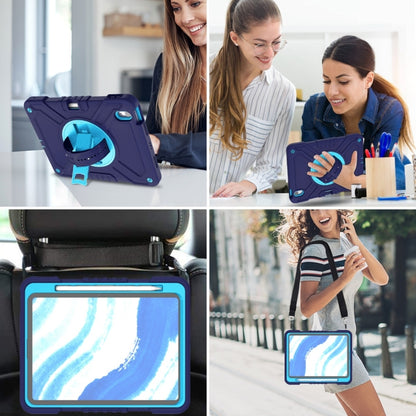 For iPad Air 11 2024 X Rotation PC Hybrid Silicone Tablet Case with Strap(Navy Sky Blue) - iPad Air 11 2024 Cases by buy2fix | Online Shopping UK | buy2fix