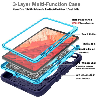 For iPad Pro 11 2024 X Rotation PC Hybrid Silicone Tablet Case with Strap(Navy Sky Blue) - iPad Pro 11 2024 Cases by buy2fix | Online Shopping UK | buy2fix