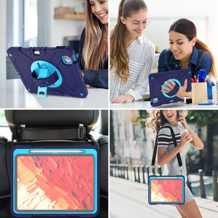 For iPad Pro 11 2024 X Rotation PC Hybrid Silicone Tablet Case with Strap(Navy Sky Blue) - iPad Pro 11 2024 Cases by buy2fix | Online Shopping UK | buy2fix