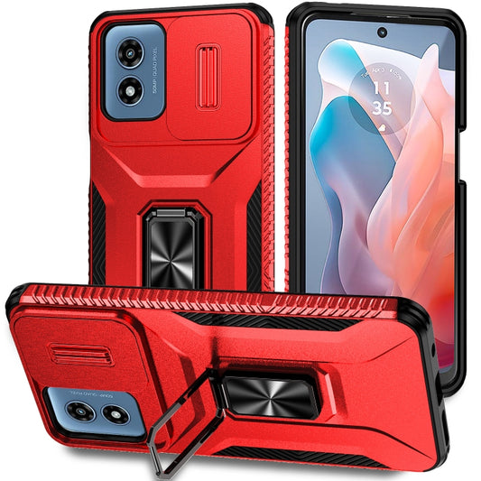 For Motorola Moto G Play 2024 Sliding Camshield Holder Phone Case(Red) - Motorola Cases by buy2fix | Online Shopping UK | buy2fix