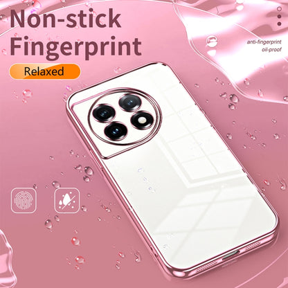 For OnePlus 11 Transparent Plating Fine Hole Phone Case(Pink) - OnePlus Cases by buy2fix | Online Shopping UK | buy2fix