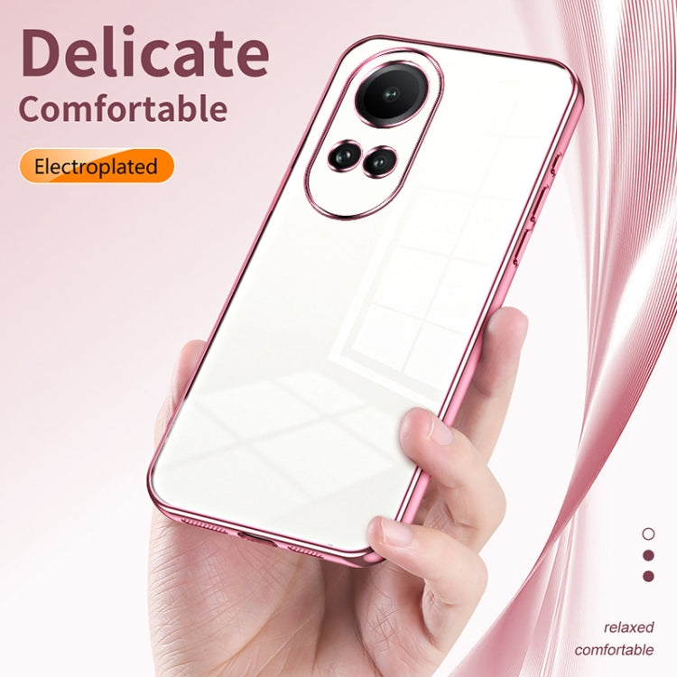 For OPPO Reno10 5G/Reno10 Pro 5G Global Transparent Plating Fine Hole Phone Case(Pink) - OPPO Cases by buy2fix | Online Shopping UK | buy2fix