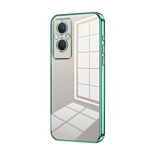For OPPO Reno7 Z 5G / F21 Pro 5G Transparent Plating Fine Hole Phone Case(Green) - OPPO Cases by buy2fix | Online Shopping UK | buy2fix