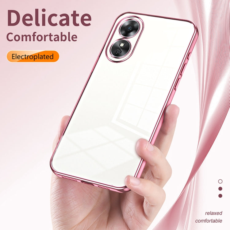 For OPPO A17 / A17K Transparent Plating Fine Hole Phone Case(Pink) - OPPO Cases by buy2fix | Online Shopping UK | buy2fix