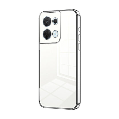 For OPPO Reno8 Transparent Plating Fine Hole Phone Case(Silver) - OPPO Cases by buy2fix | Online Shopping UK | buy2fix