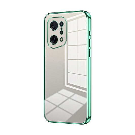 For OPPO Find X5 Transparent Plating Fine Hole Phone Case(Green) - OPPO Cases by buy2fix | Online Shopping UK | buy2fix