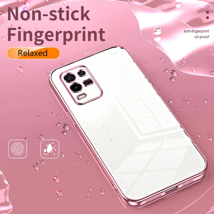For OPPO K9x Transparent Plating Fine Hole Phone Case(Pink) - OPPO Cases by buy2fix | Online Shopping UK | buy2fix